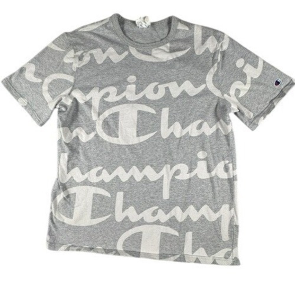 Champion T-Shirt Mens XL Heritage All Over Print Script Logo Gray Short Sleeve - Picture 1 of 9